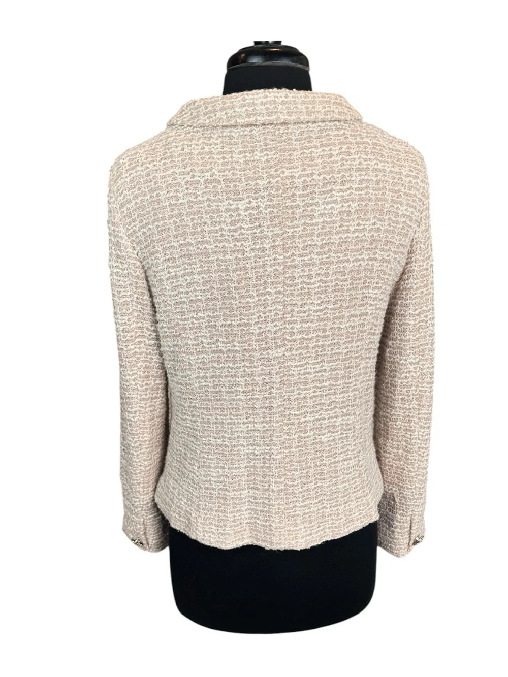 Adrianna Papell Dusty Rose Ivory Textured Tweed Blazer Women’s Size Medium